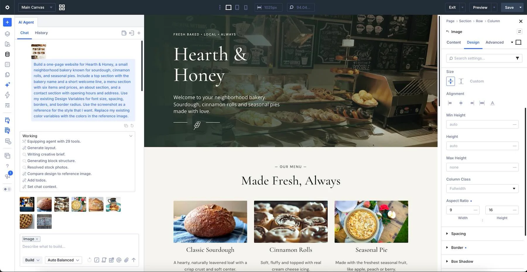 Divi AI agents working inside the Divi 5 Visual Builder