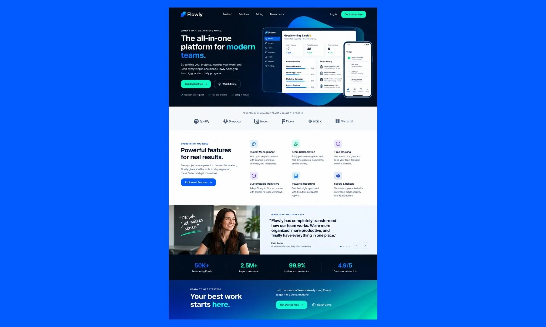 A SaaS homepage mockup used as the design-system reference