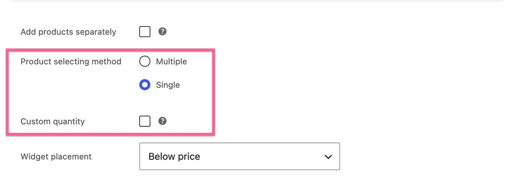 Set the Selection Method and Quantities