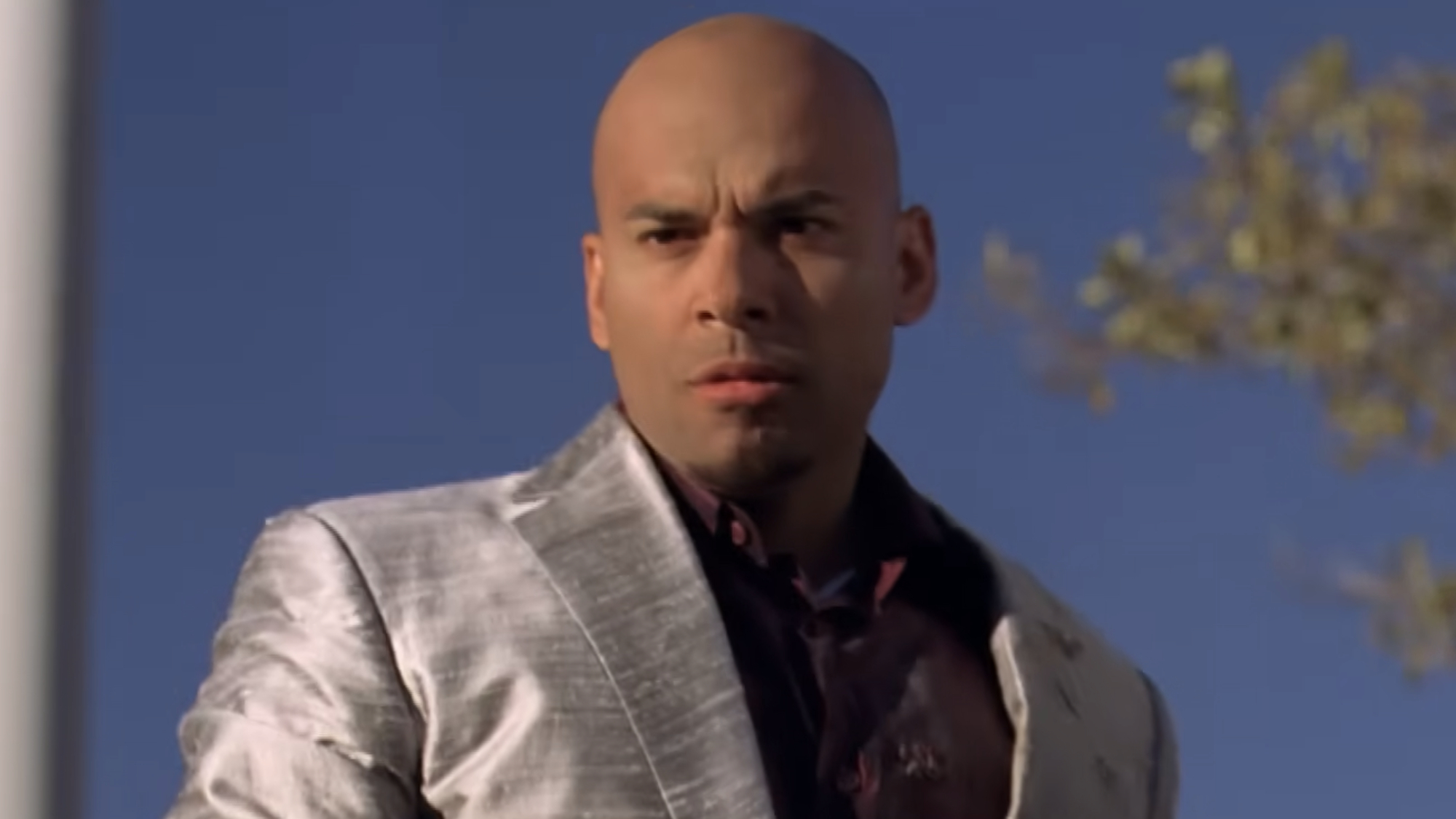 Marco Salamanca (Luis Moncada) looks menacingly at Hank Schrader on Breaking Bad.