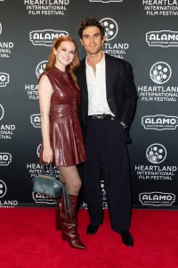 INDIANAPOLIS, INDIANA - OCTOBER 8: Sarah Drew and KJ Apa attend JIMMY Premiere at Opening Night of 35th Heartland Film Festival at Scottish Rite Cathedral on October 8, 2026 in Indianapolis, Indiana. (Photo by Michael Hickey/Getty Images  for Heartland Film)