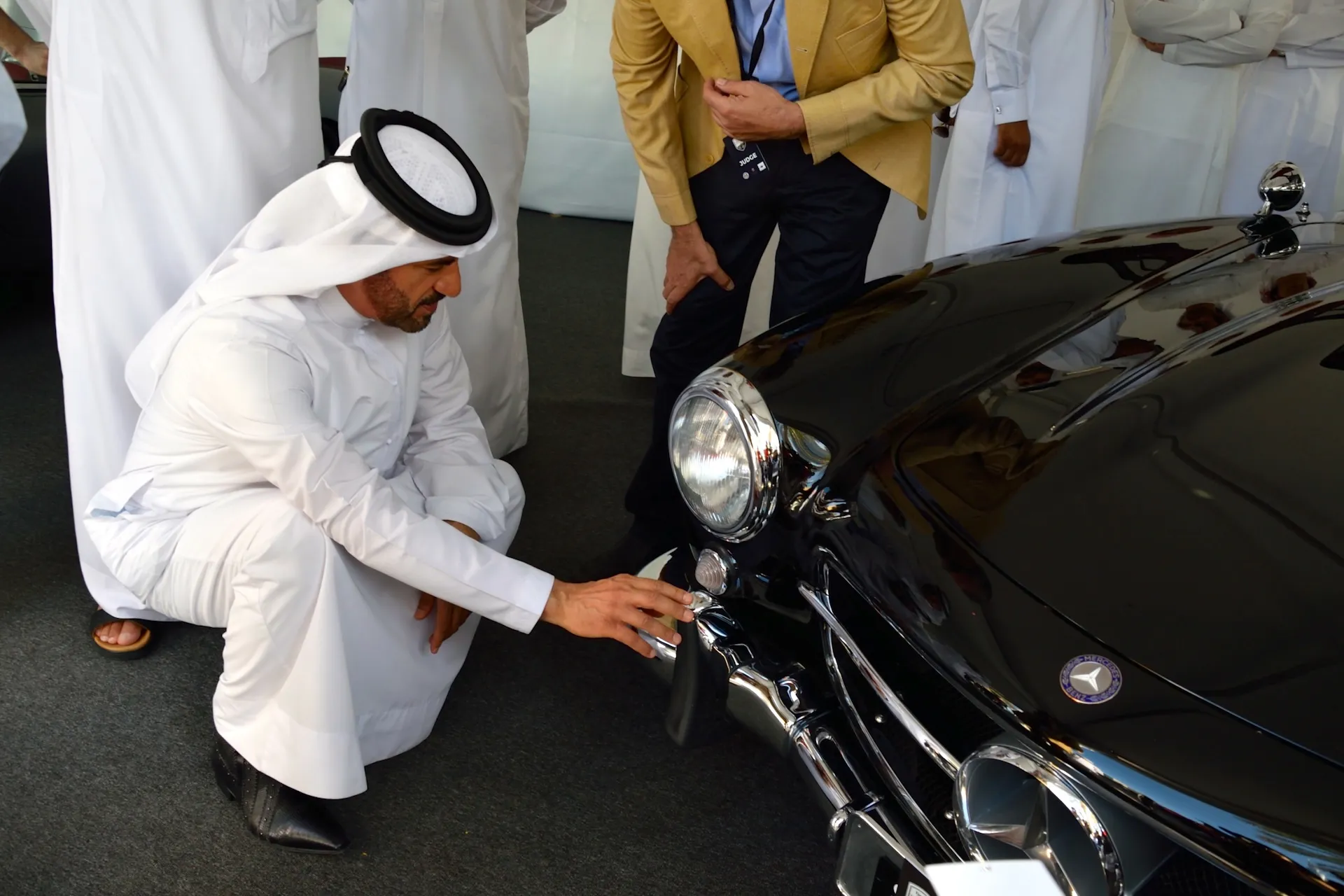 DUBAI, DUBAI - MARCH 24: Mohammed Ben Sulayem, President of the Automobile and Touring Club of the UAE, at the opening ceremony of the 8th Emirates Classic Car Festival 2016 that has over 300 vintage vehicles from 1916 to 1986 on display at Mohammed Bin Rashid Boulevard on March 24, 2016 in Dubai, United Arab Emirates. (Photo by Rubina A. Khan/Getty Images)