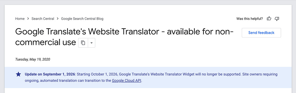 Google's Website Translator Widget Announcement
