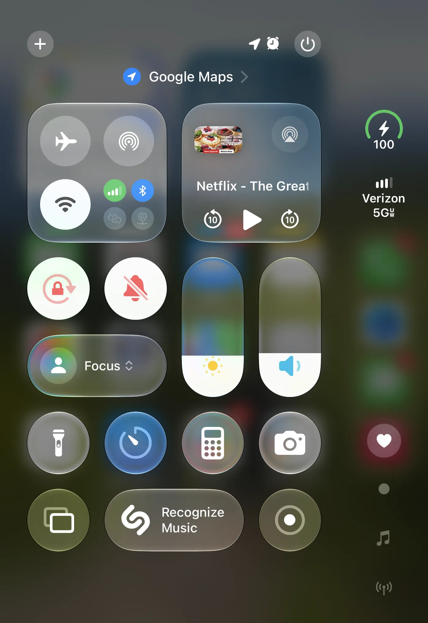 <em>Tapping the icon unfurls it and reveals the Control Center.</em>