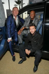 Renny Harlin, Guy Burnet and Samuel L. Jackson attend Aura Entertainment’s Los Angeles Premiere of The Beast at The Academy Museum of Motion Pictures on Tuesday, Oct 06, 2026 in Los Angeles, Calif.