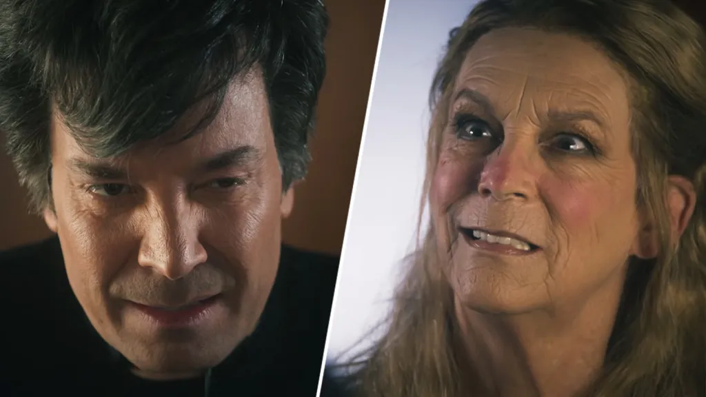 Jimmy Fallon & Jamie Lee Curtis Channel Fielder & Holmes
