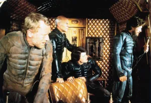 DUNE, Max Von Sydow (standing front), Patrick Stewart (standing center), Kyle MacLachlan (seated), Jurgen Prochnow (standing right), 1984, © Universal/courtesy Everett Collection