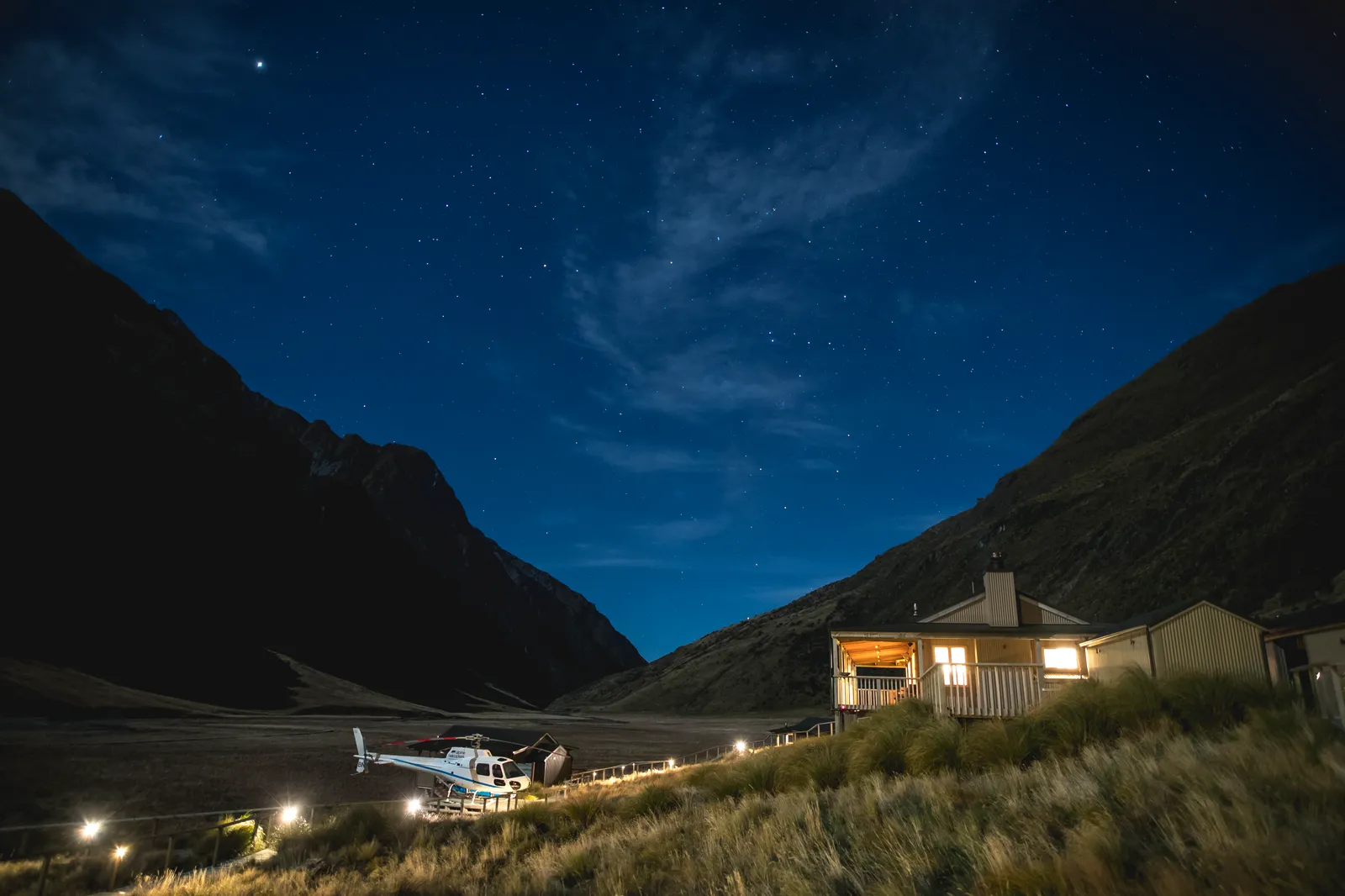 Image may contain Aircraft Helicopter Transportation Vehicle Nature Night Outdoors Adventure and Leisure Activities