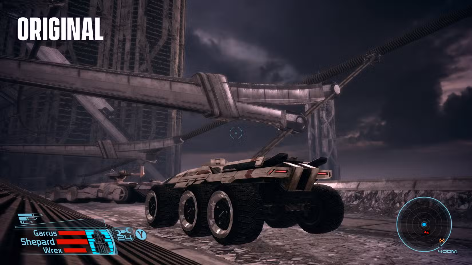 The Mako and some background scenery in the original Mass Effect