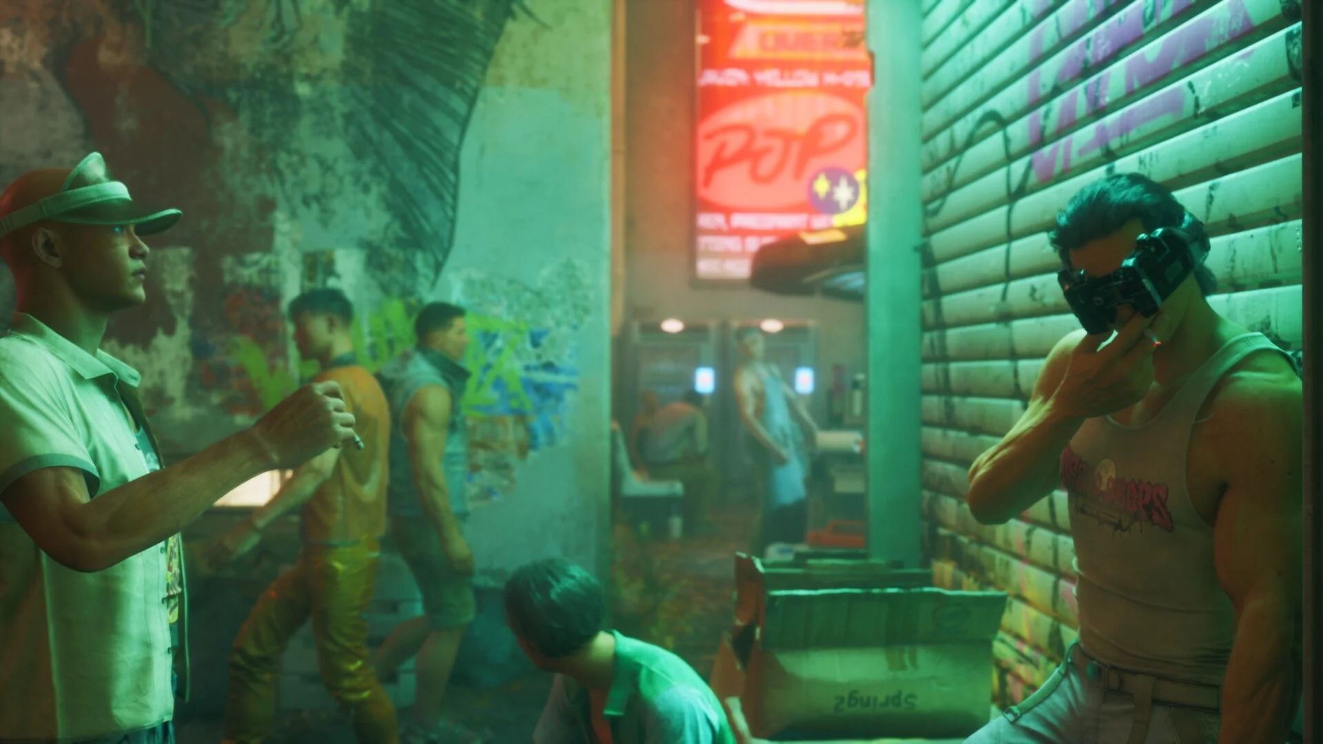 Characters in an alley way in No Law