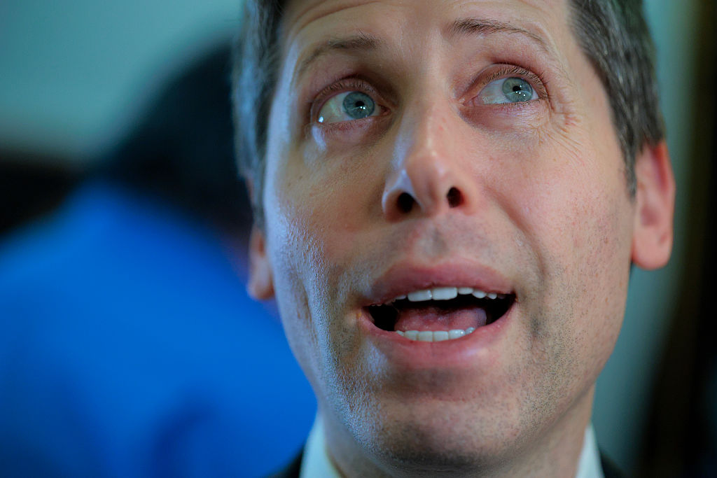 Open AI CEO Sam Altman talks to reporters after meeting with Sen. Bernie Sanders (I-VT) in the Dirksen Senate Office Building on Capitol Hill on June03,2026in Washington, DC.