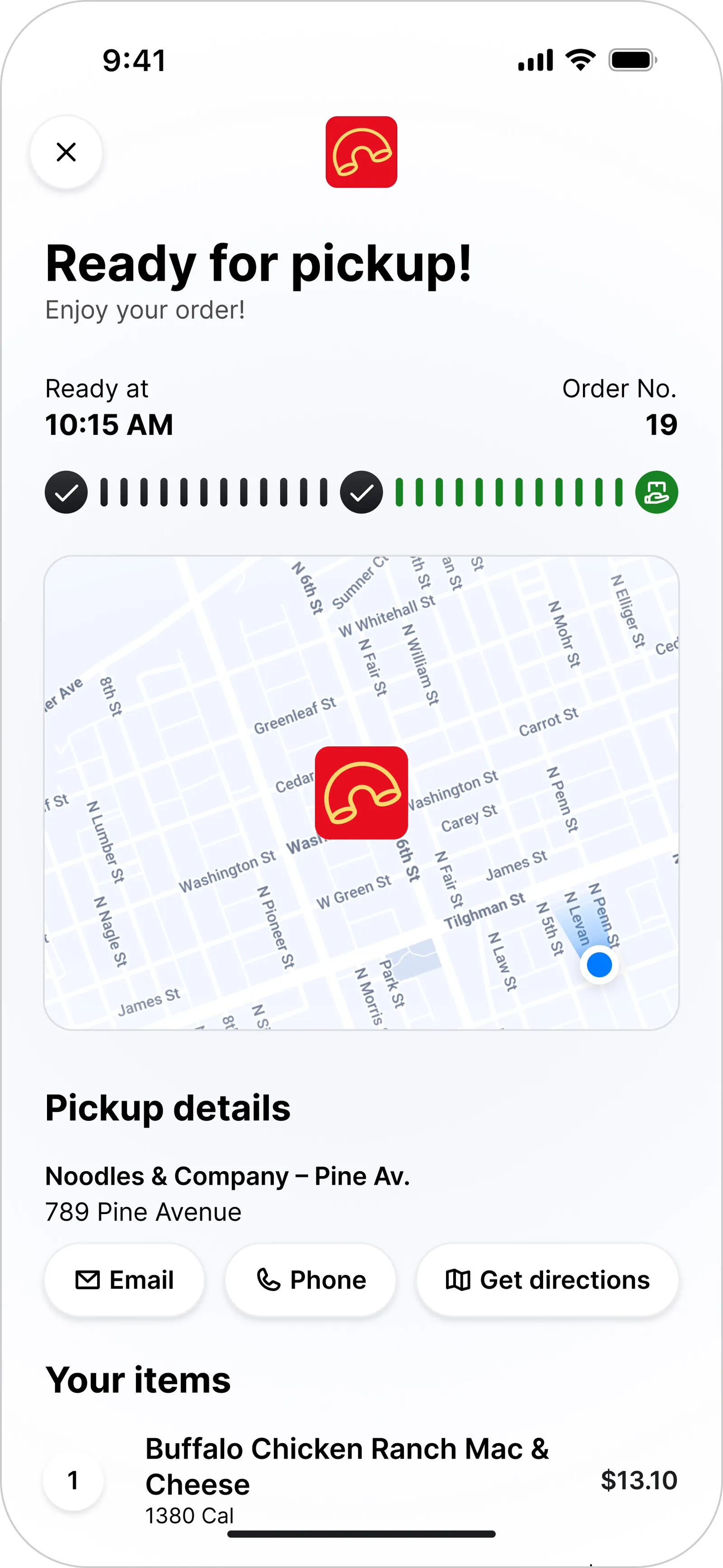 the Olo app showing a map.