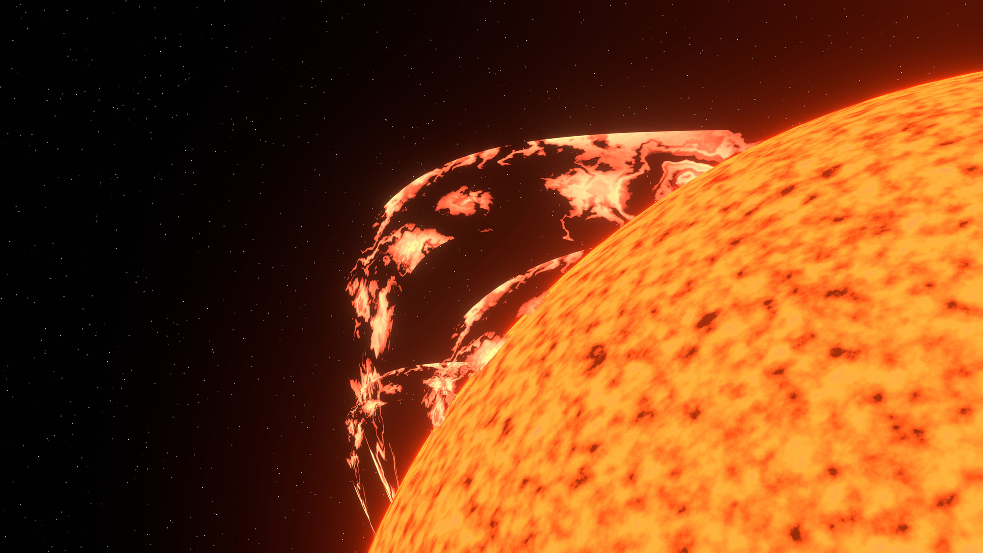 An illustration of a solar flare from the sun