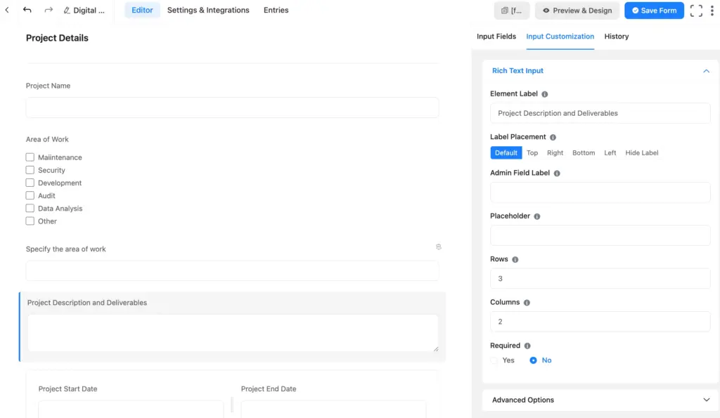 Add agreement details field to your digital contract form