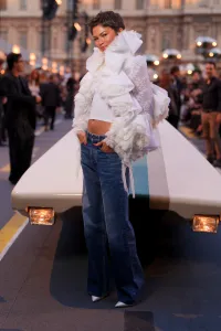Zendaya at the Louis Vuitton fashion show as part of Paris RTW Spring/Summer 2027 fashion week held at Le Louvre on October 06, 2026 in Paris, France.