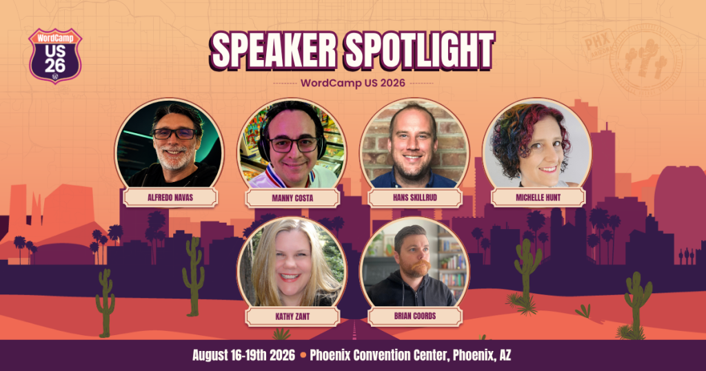 First speaker spotlight WordCamp US><noscript><img decoding=