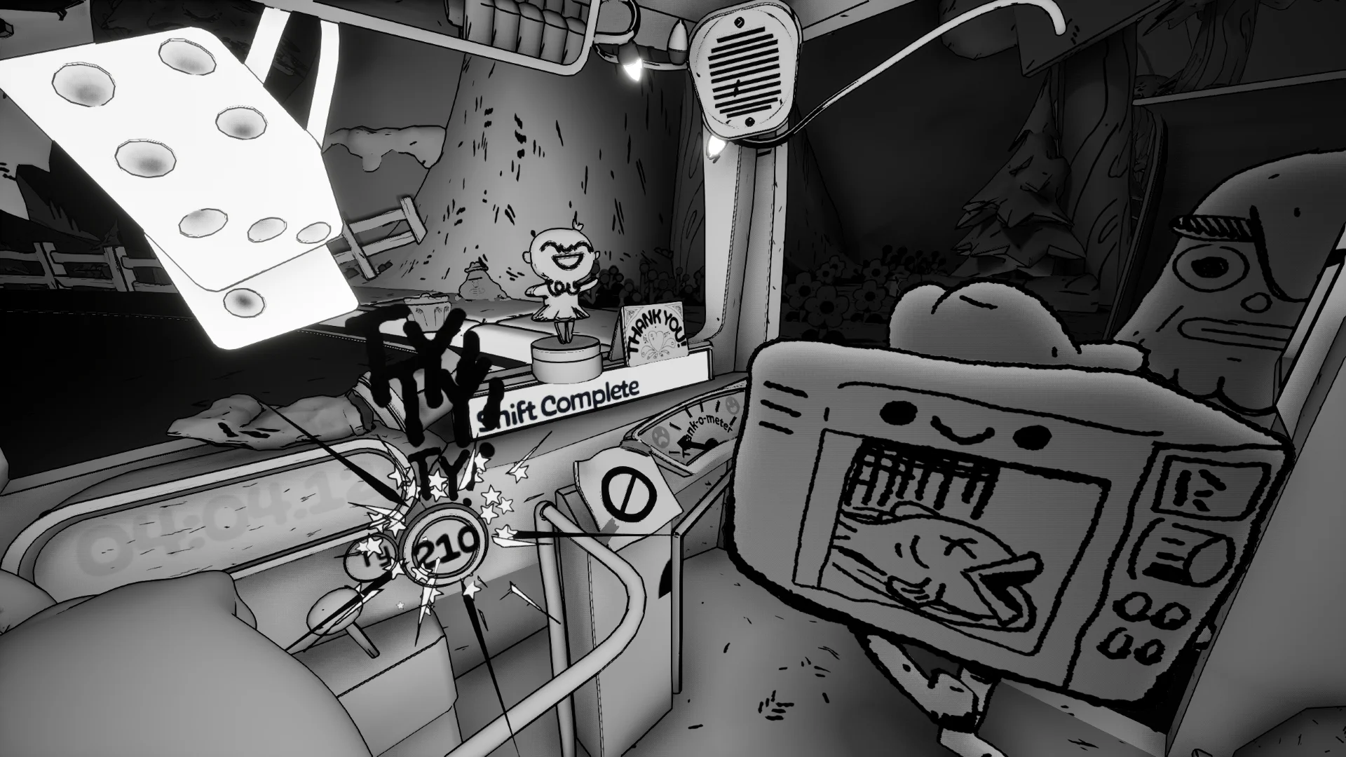 Departing passengers give multiple Thank Yous to the player in Thank You Bus Driver.