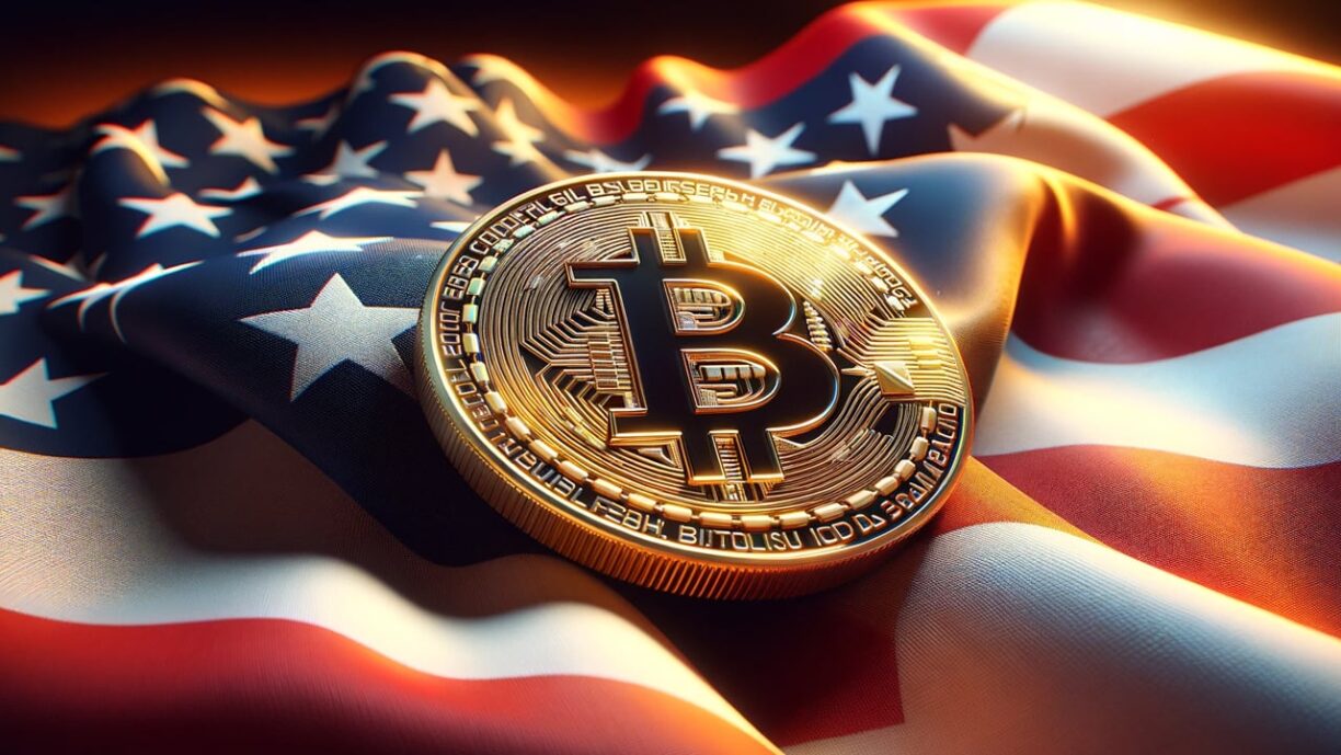 Image of Bitcoin and USA Flag