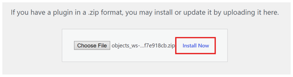 Uploaded plugin ZIP file ready for installation