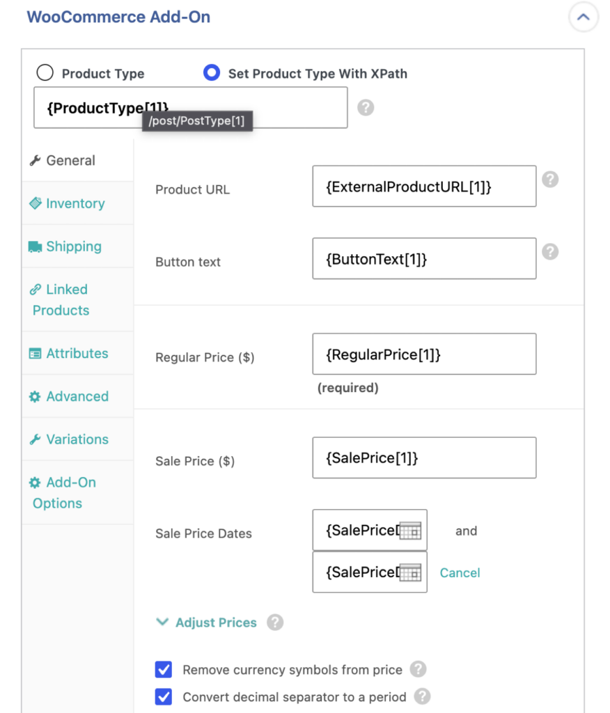 Woocommerce panel in template editor