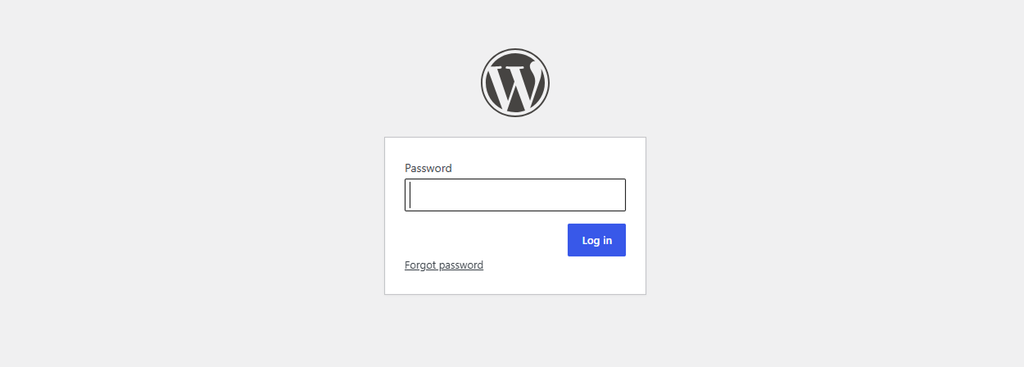 WordPress password only access screen