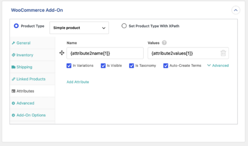 Wp All Import attributes tab
