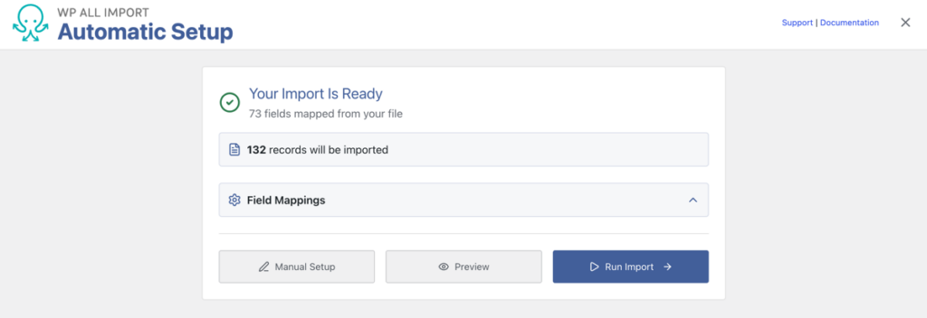Your Import Is Ready summary card WP All Import