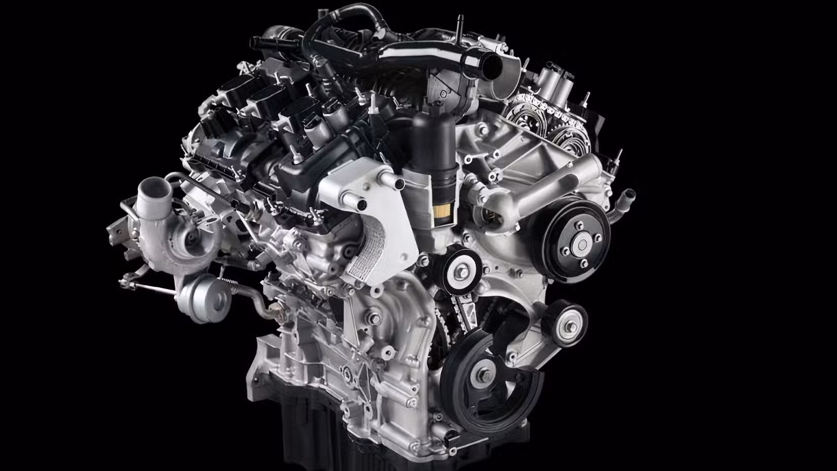 Ford EcoBoost 2.7 V6 engine, closeup 