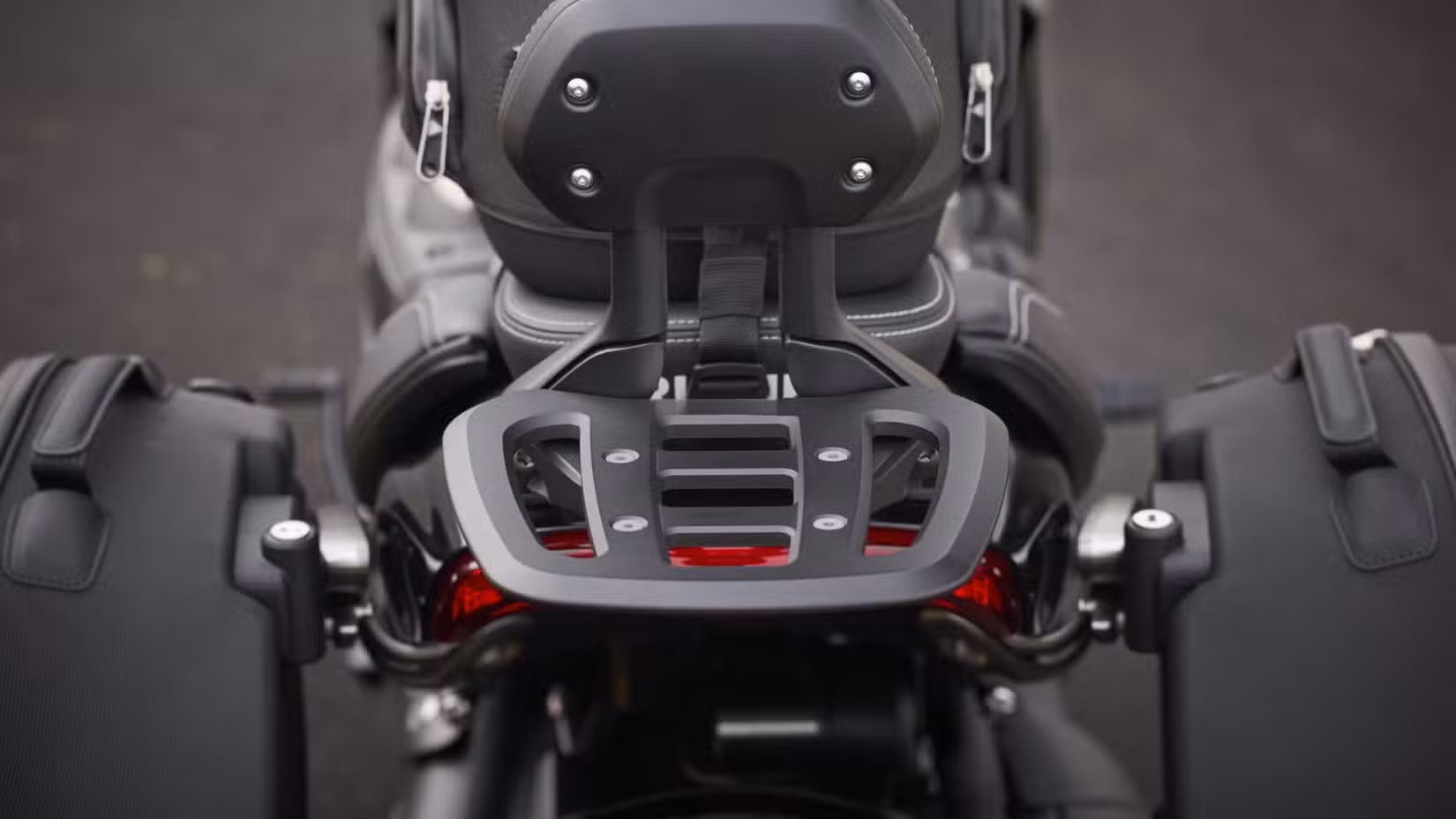 2026 Triumph Rocket 3 Storm GT rear luggage rack close-up shot