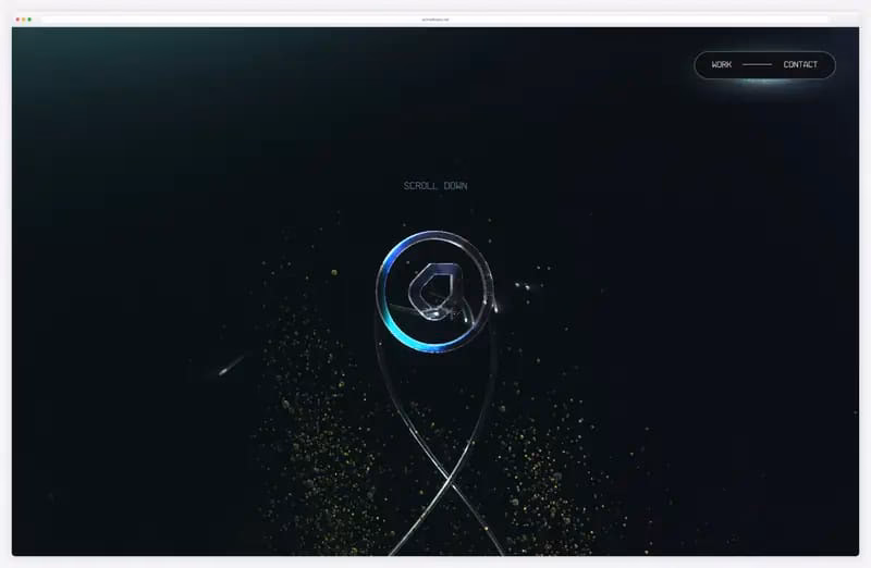 Active Theory website animation: glowing ring logo over drifting particles