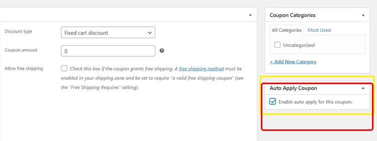 Advanced Coupons Auto Apply Coupon panel with 