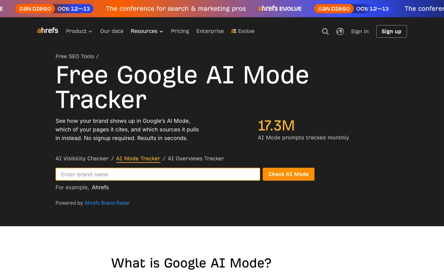 Ahrefs free Google AI Mode Tracker