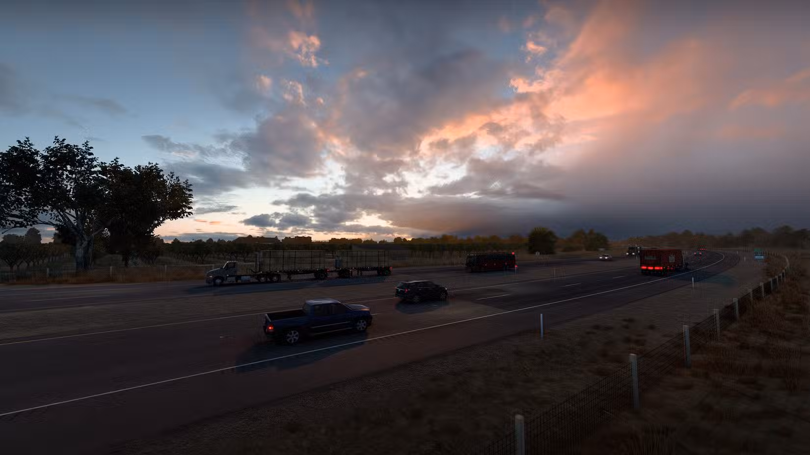 A road under an amazing sunset cloudscape