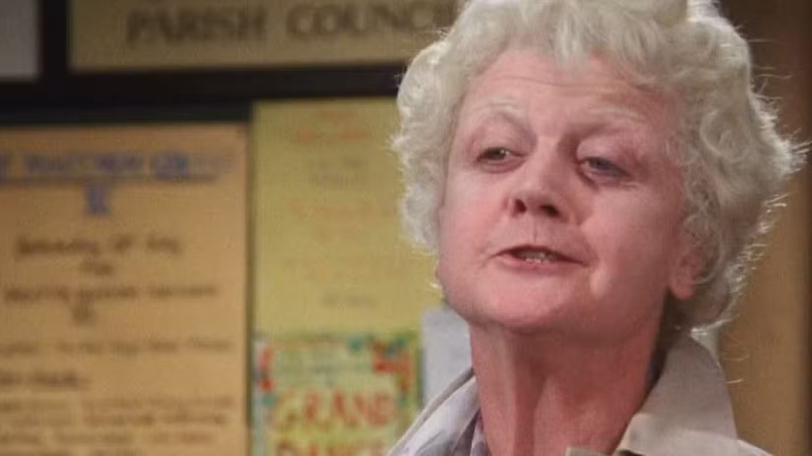Angela Lansbury as Miss Marple talking to someone off screen