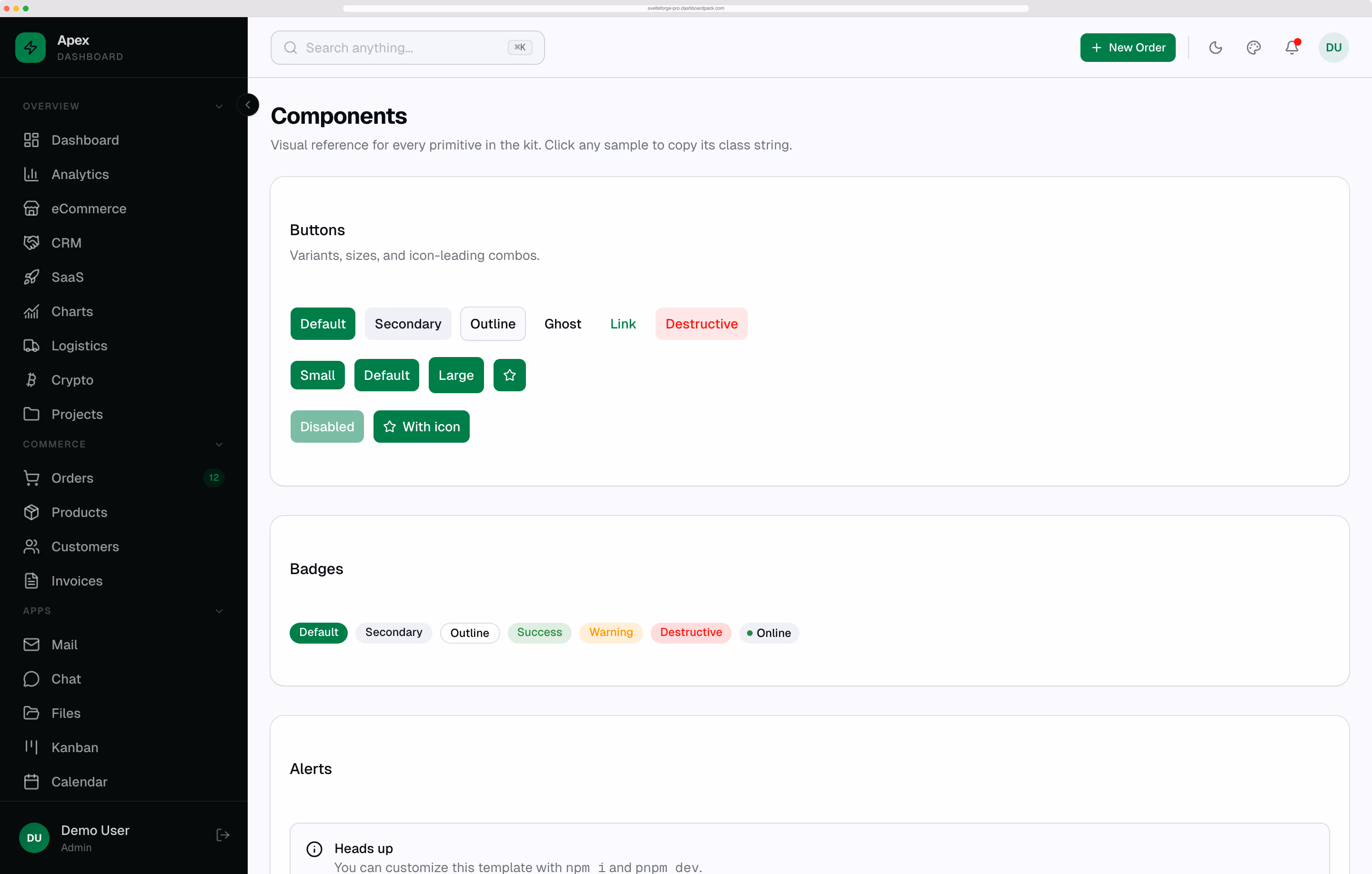 Apex Dashboard Angular — Premium Angular 22 admin template with Tailwind CSS v4 and Spartan UI