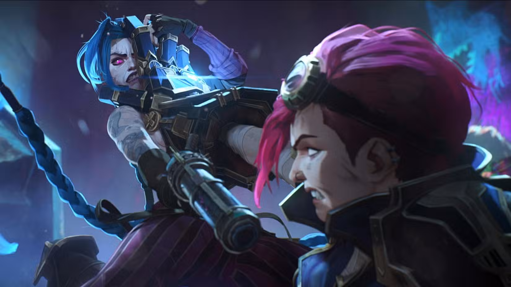 Jinx and Vi have a fight scene in Arcane
