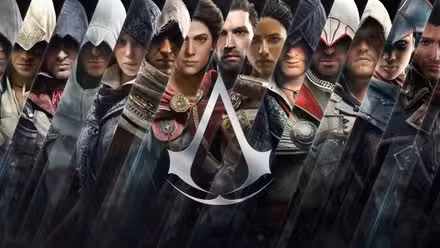 assassins creed franchise image showing a variety of assassin protagonists