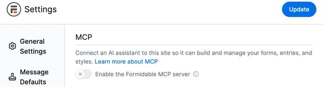 Reworked Formidable MCP global settings onboarding flow