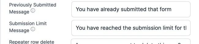 Backend Submission Limit Message Options