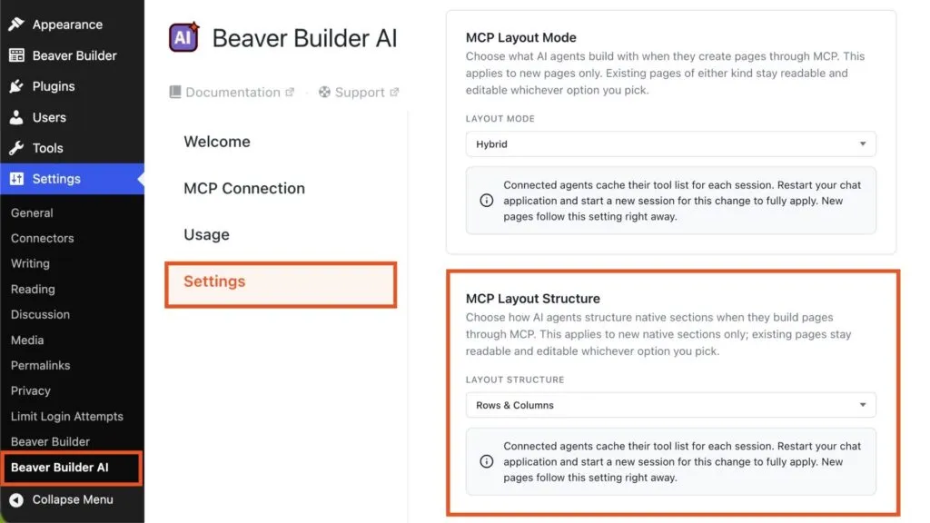 MCP Layout Structure setting for Beaver Builder AI