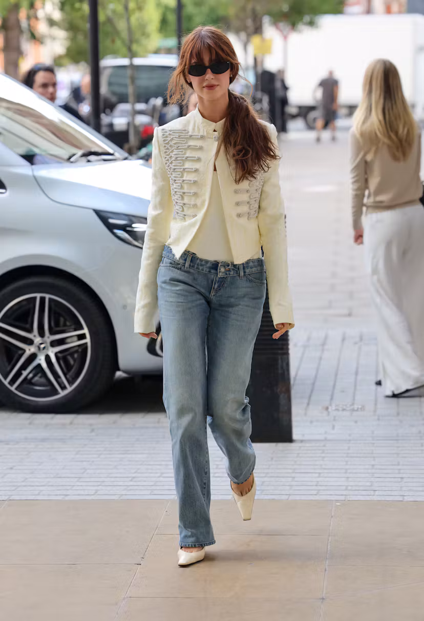 Daisy Edgar Jones looks beyond sensational wearing a cream jacket and denim at the BBC studio as she...