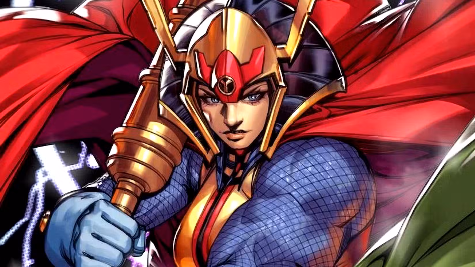 Big Barda wields the Mega-Rod in The New Gods #9 cover variant by Derrick Chew