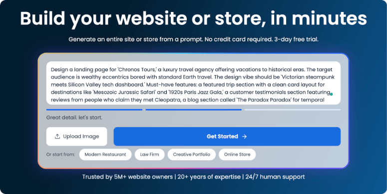 Example Prompt for Creating a Website Using Bluehost's AI Builder