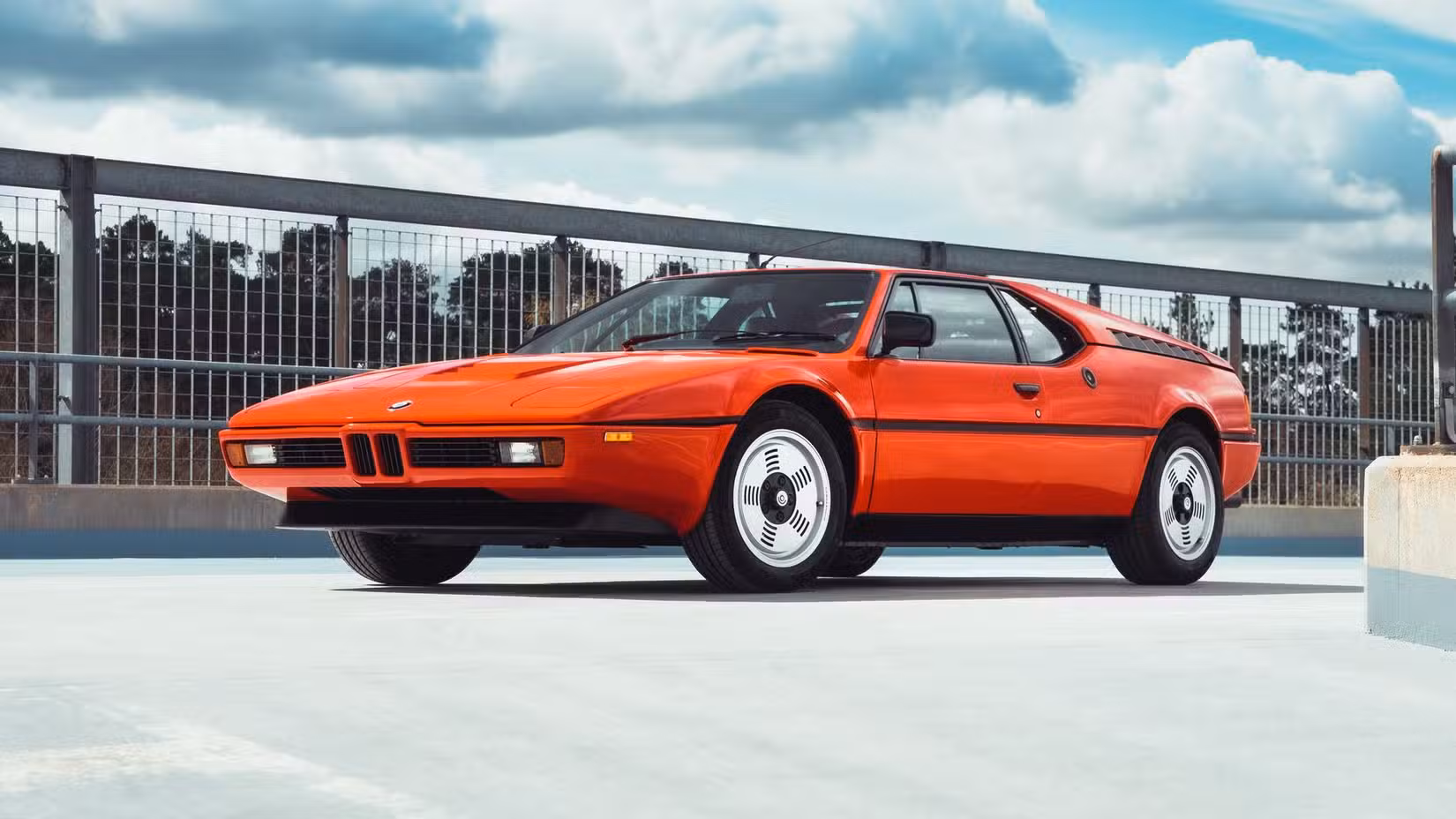 Orange BMW M1 Supercar Parked Front 3/4 View