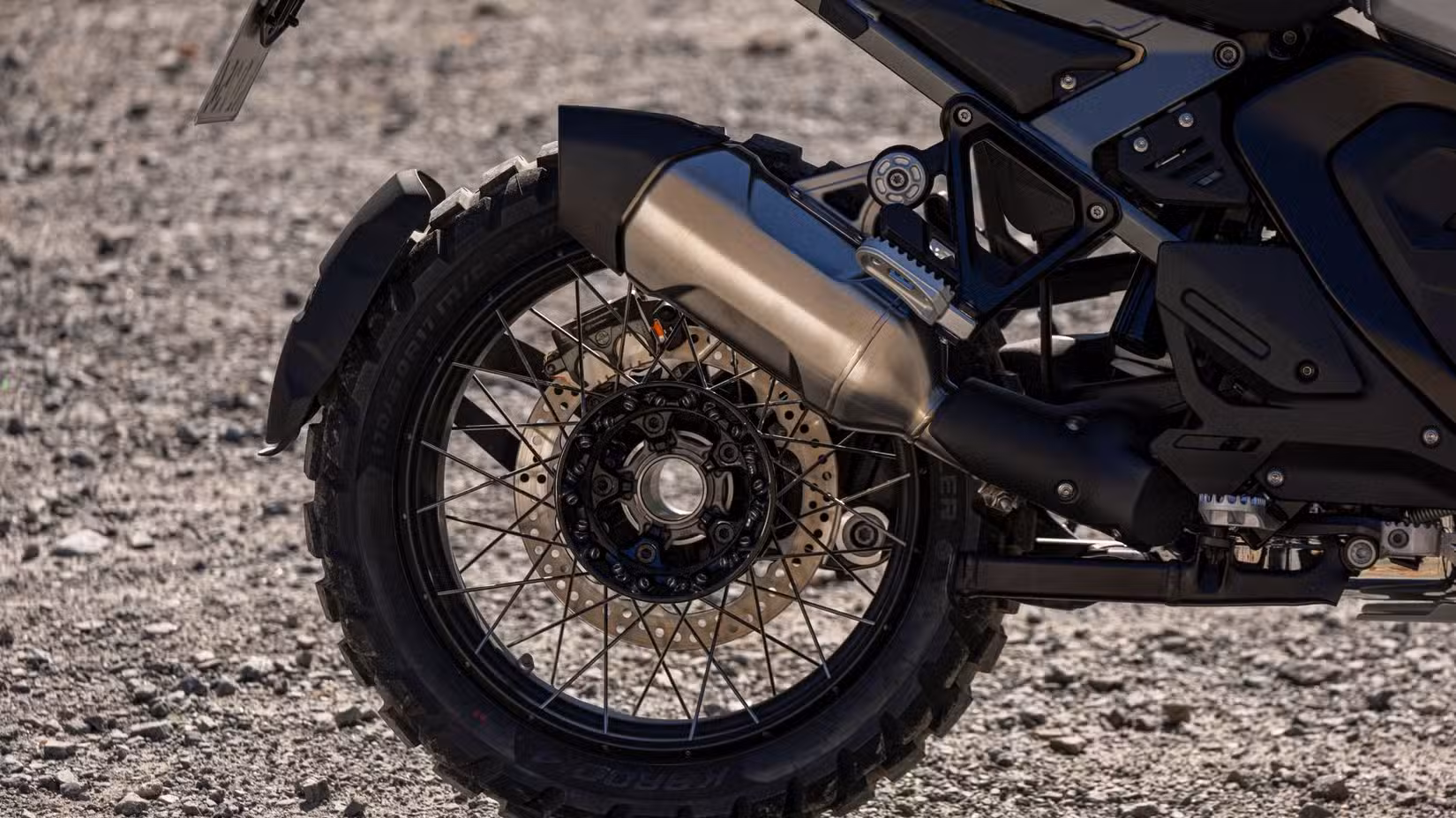 BMW R 1300 GS Adventure rear tire close-up shot