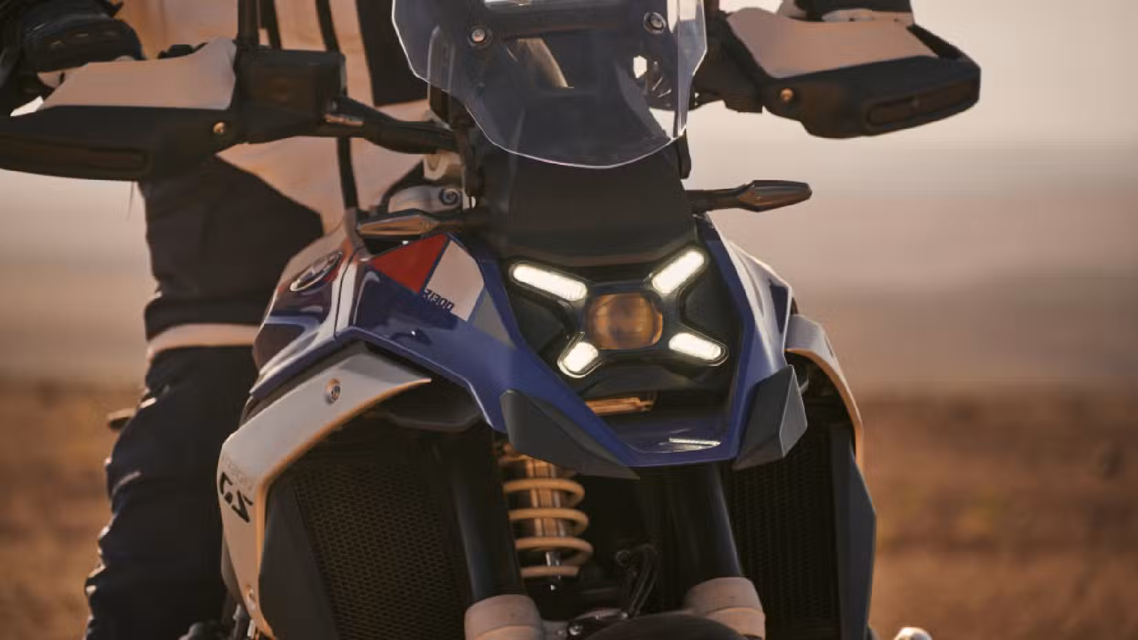 Front close up shot of BMW R 1300 GS X-Shaped Matrix LED headlight