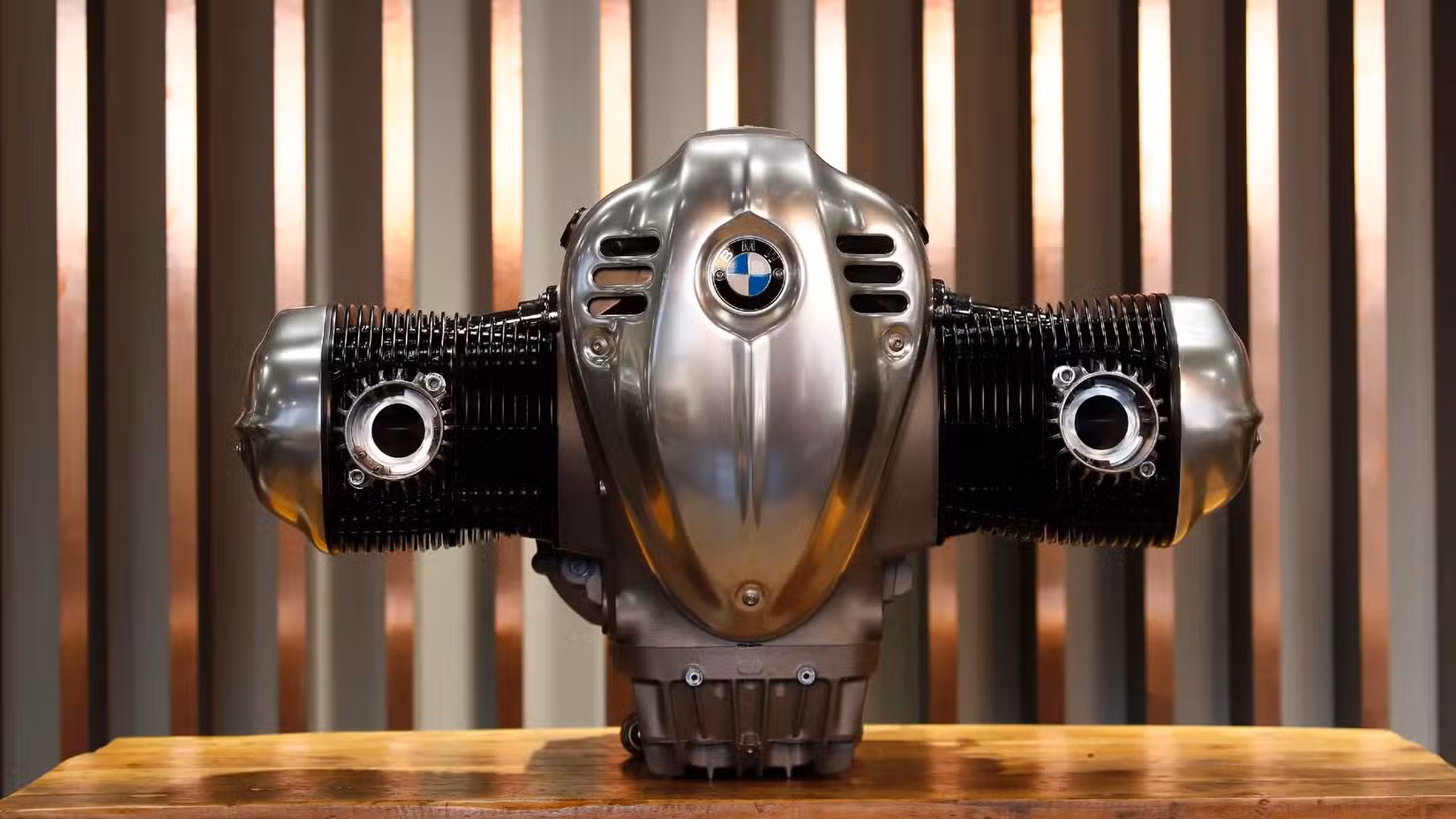 Static shot of BMW R 18 Boxer Engine placed on a table