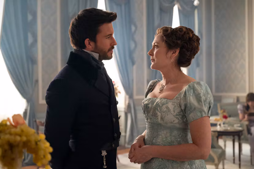 Anthony and Violet in Bridgerton Season 4. Photo via Netflix