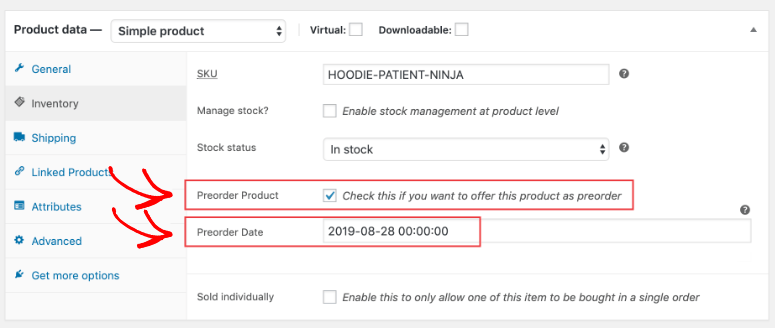 Bright Plugins pre-order settings