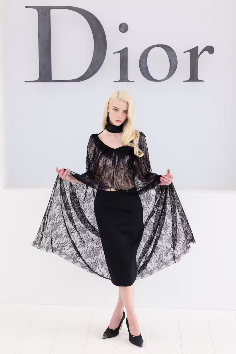 British-US actress Anya Taylor-Joy poses for a photocall ahead of the Christian Dior Women's Spring/...